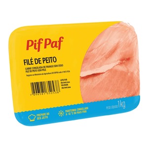 Filé de Peito de Frango Bandeja 1kg - caixa c/ 12kg.  Qualidade e Sabor Pif Paf Filé de Peito de Frango Bandeja 1kg - caixa c/ 12kg.  Qualidade e Sabor Pif Paf