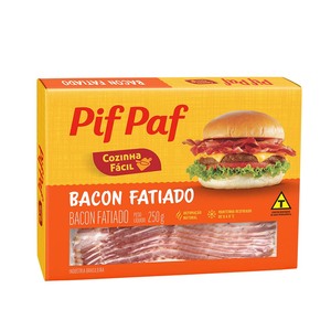 Bacon Fatiado 250g - caixa c/ 2,5k. Qualidade e Sabor Pif Paf